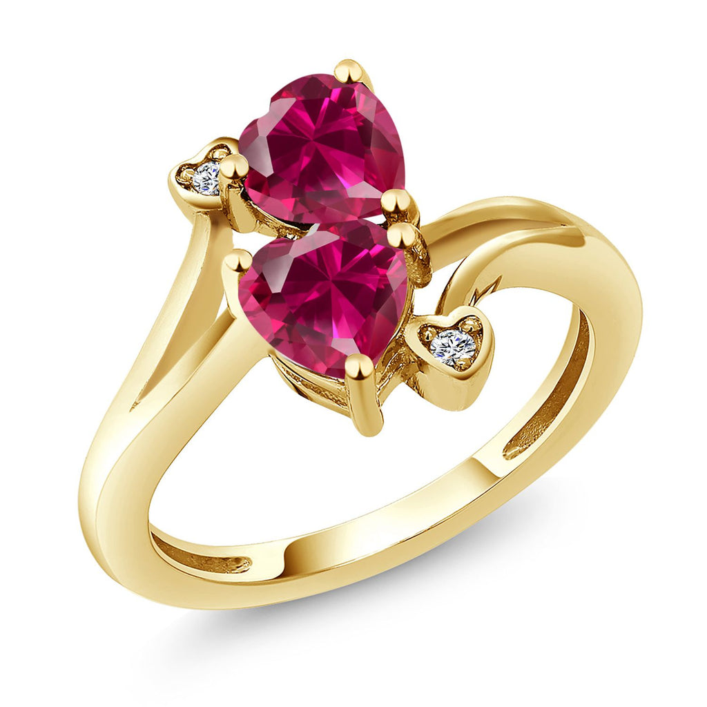 Created Ruby - July_7_Ring in 18K Yellow Gold Plated Silver