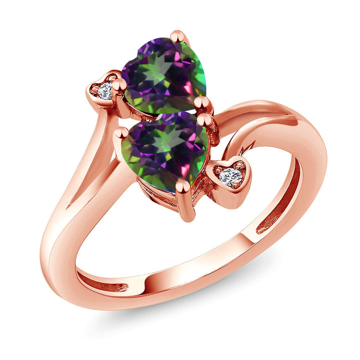 Green Mystic Topaz_5_Ring in 925 Rose Gold Plated Silver