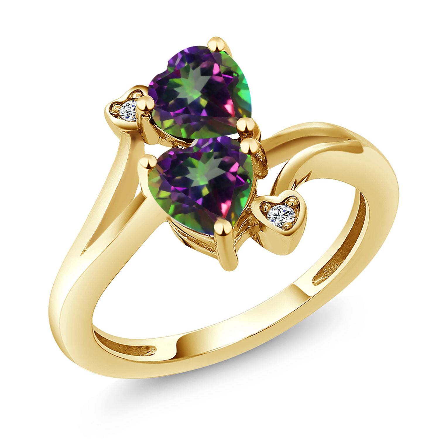 Green Mystic Topaz_5_Ring in 18K Yellow Gold Plated Silver
