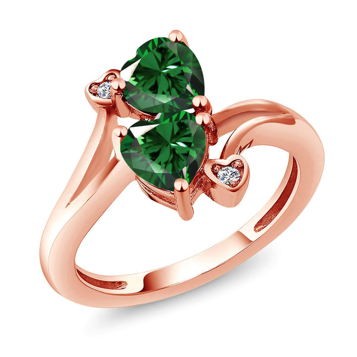 Nano Emerald - May_5_Ring in 925 Rose Gold Plated Silver