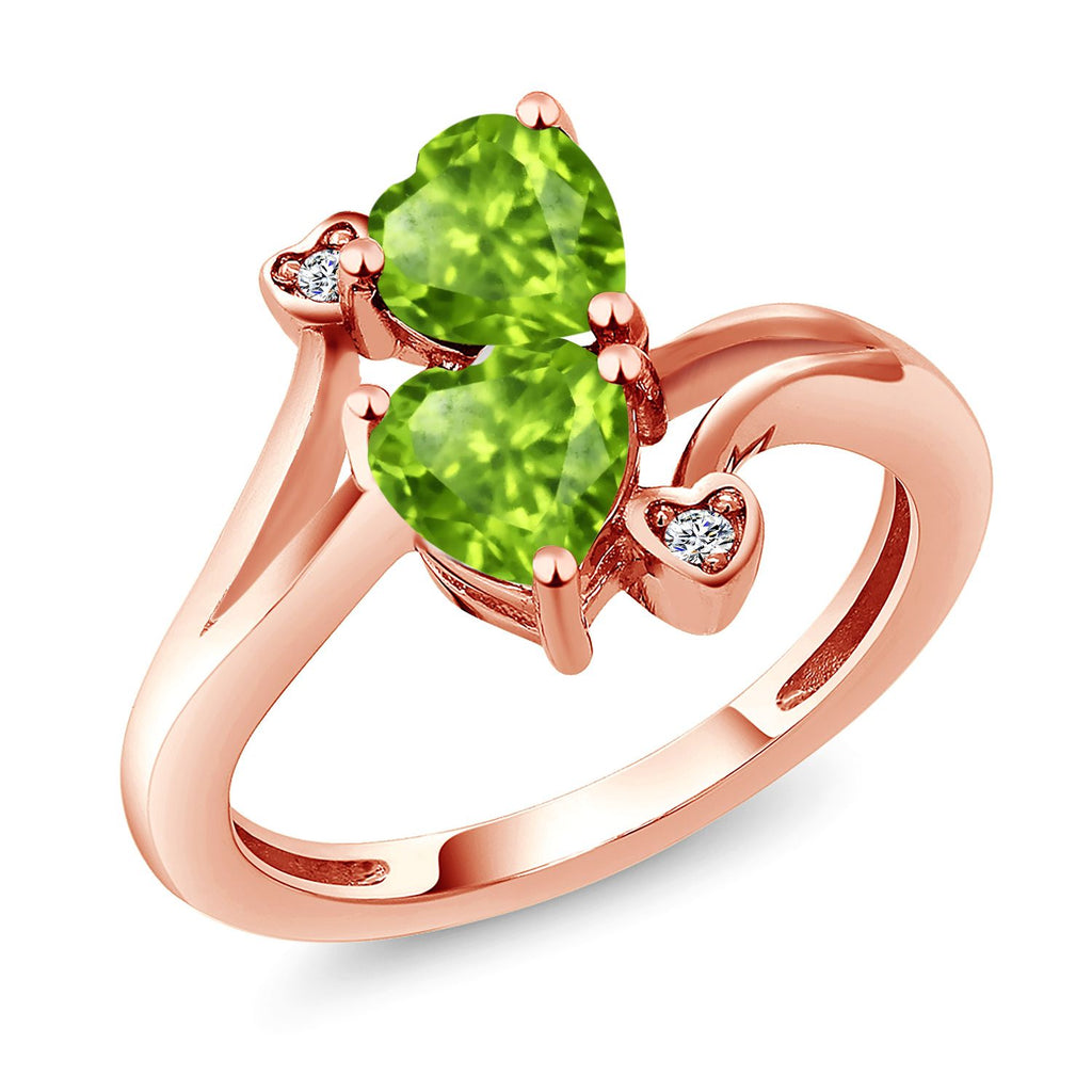 Peridot - August_7_Ring in 925 Rose Gold Plated Silver