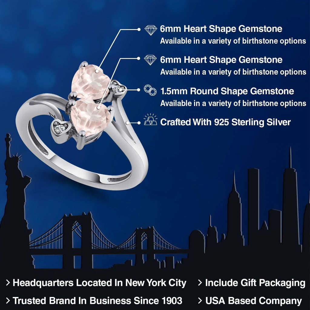 Rose Quartz and Moissanite_7_Ring in 925 Sterling Silver