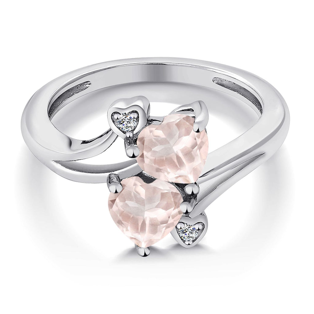 Rose Quartz and Moissanite_7_Ring in 925 Sterling Silver