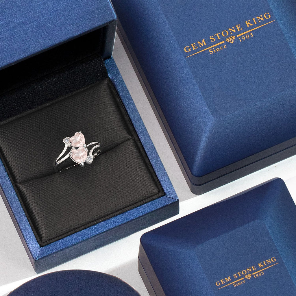 Rose Quartz and Moissanite_7_Ring in 925 Sterling Silver