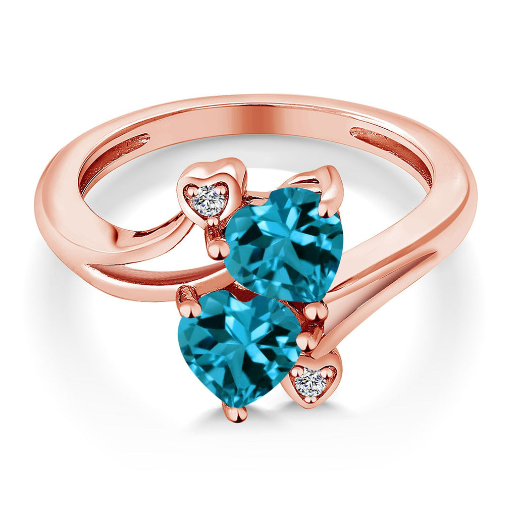 Topaz and Moissanite_5_Ring in 925 Rose Gold Plated Silver