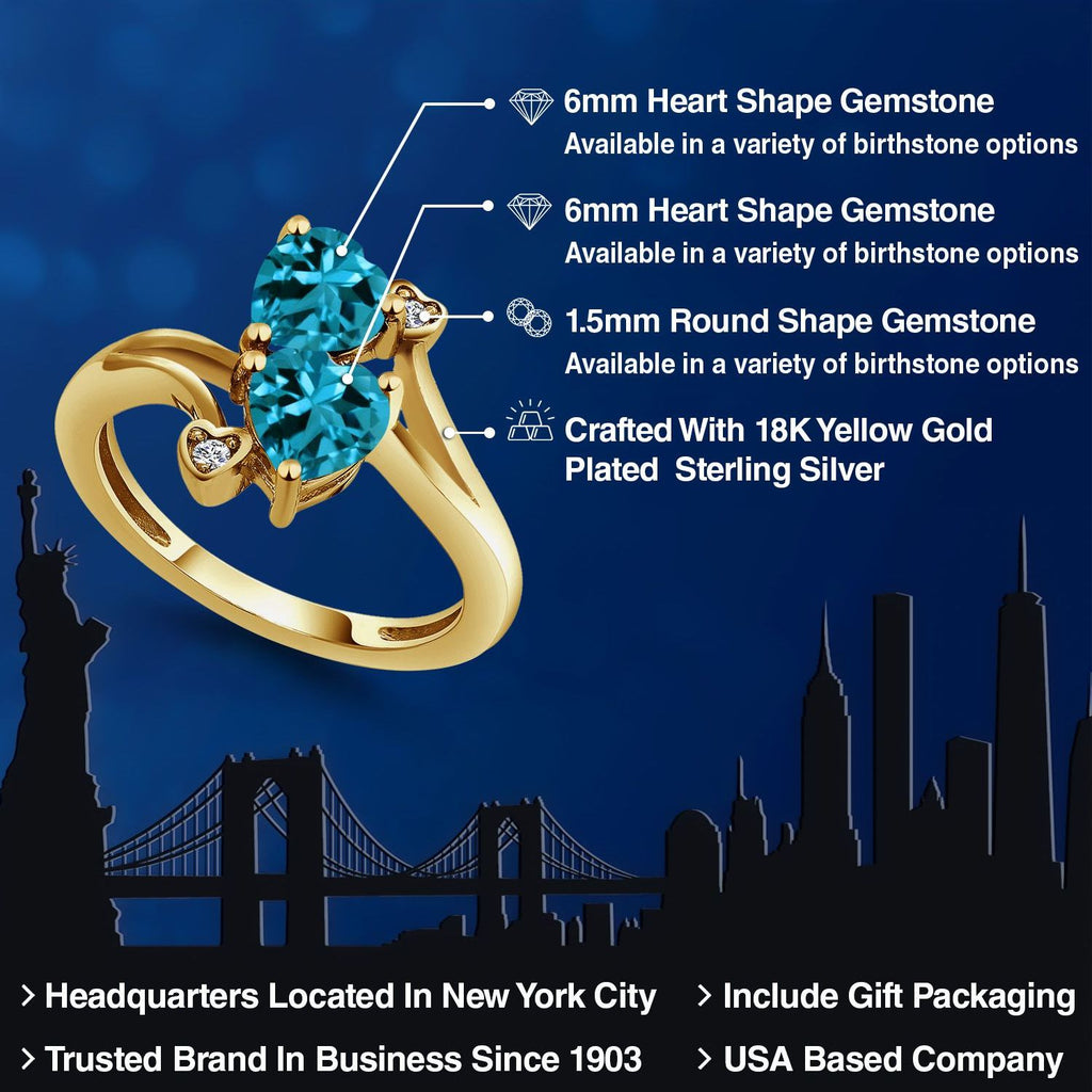Topaz and Moissanite_7_Ring in 18K Yellow Gold Plated Silver