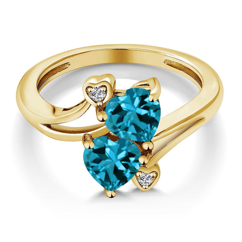 Topaz and Moissanite_7_Ring in 18K Yellow Gold Plated Silver