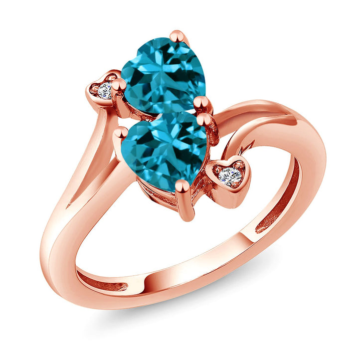 London Blue Topaz - November_5_Ring in 925 Rose Gold Plated Silver