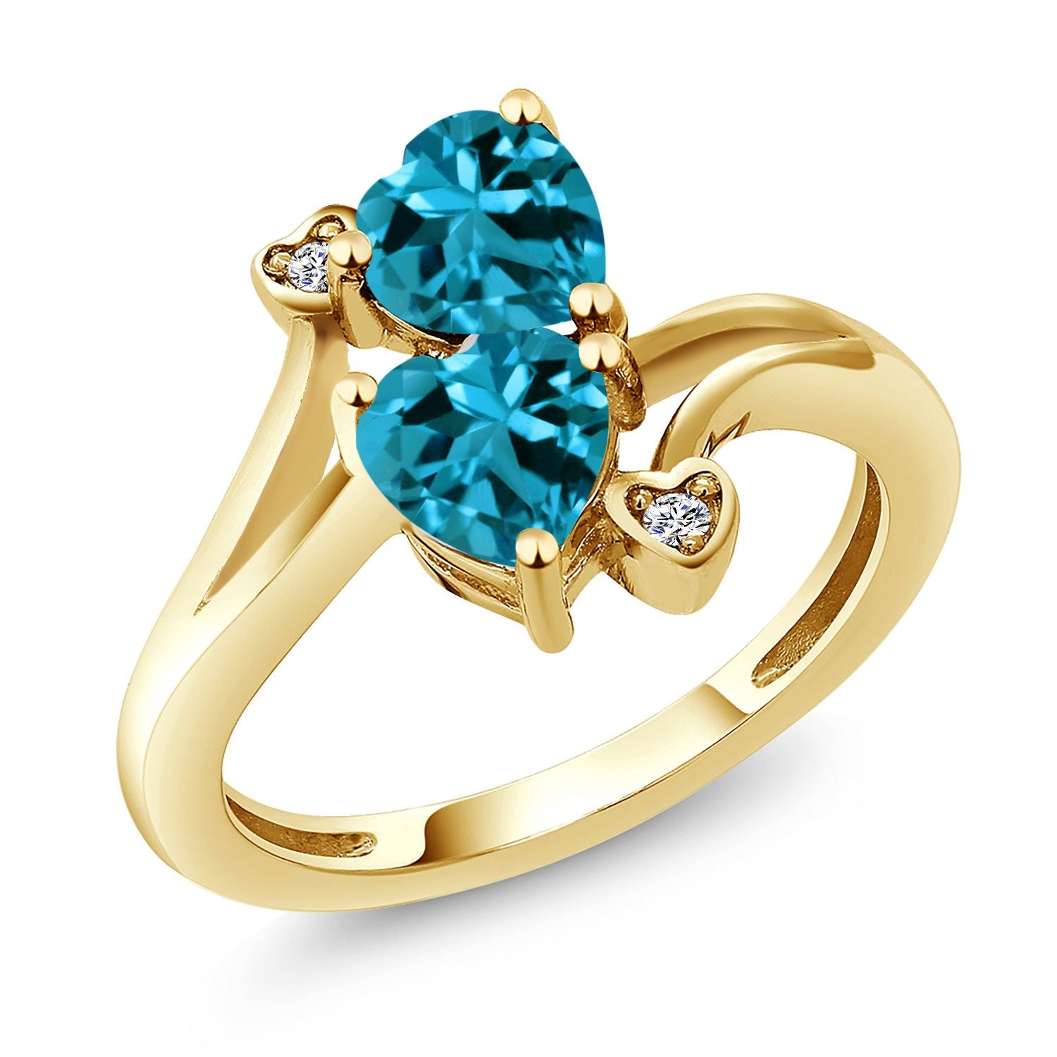 London Blue Topaz - November_6_Ring in 18K Yellow Gold Plated Silver