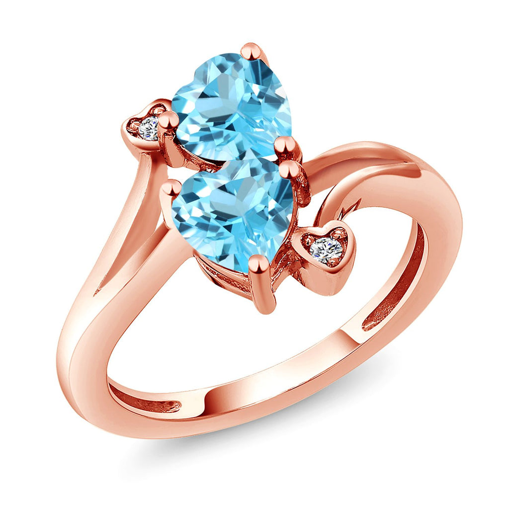 Swiss Blue Topaz - November_5_Ring in 925 Rose Gold Plated Silver