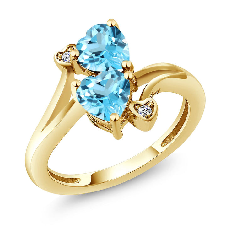 Swiss Blue Topaz - November_5_Ring in 18K Yellow Gold Plated Silver