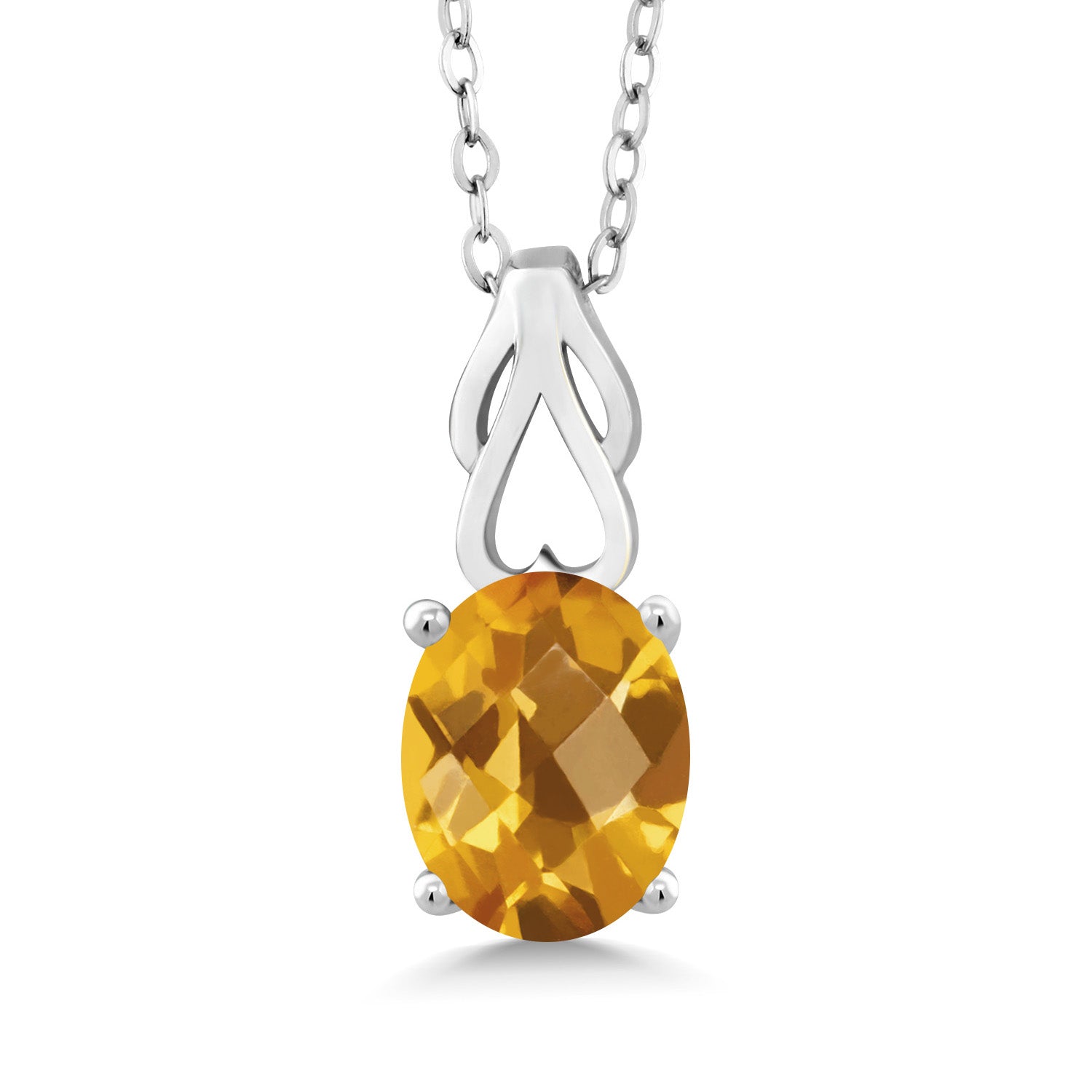 Citrine-Checkerboard - November_Pendant in 925 Sterling Silver