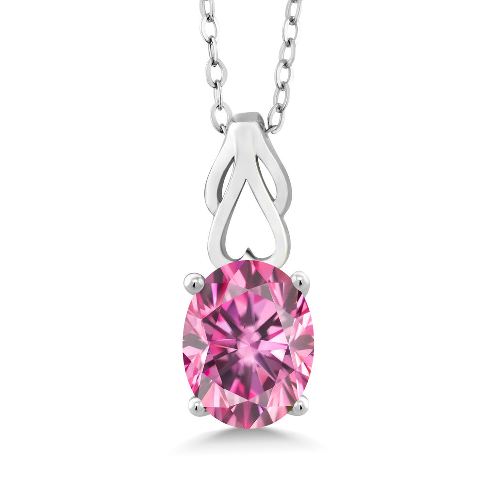 Pink Moissanite - April_Pendant in 925 Sterling Silver