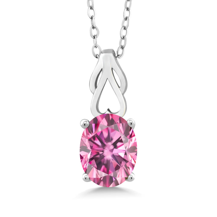 Pink Moissanite - April_Pendant in 925 Sterling Silver