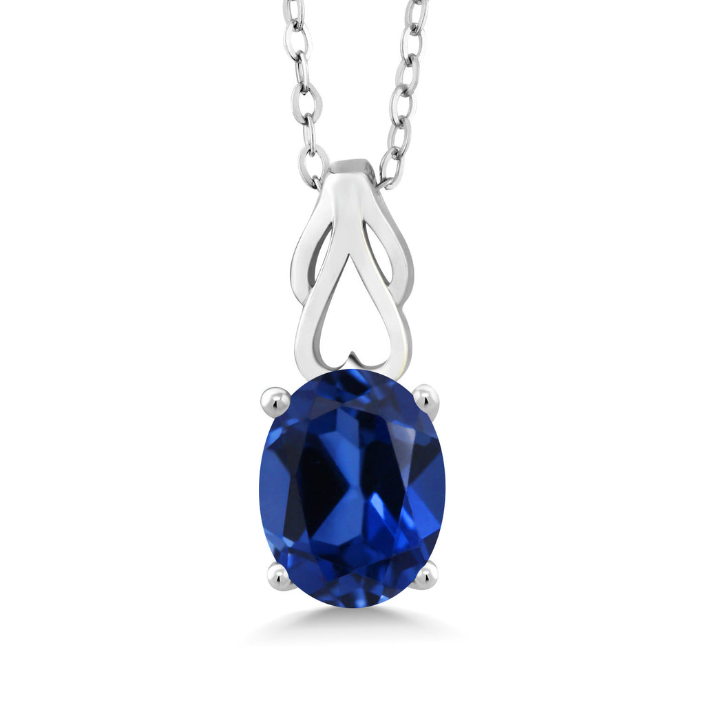 Created Sapphire - September_Pendant in 925 Sterling Silver