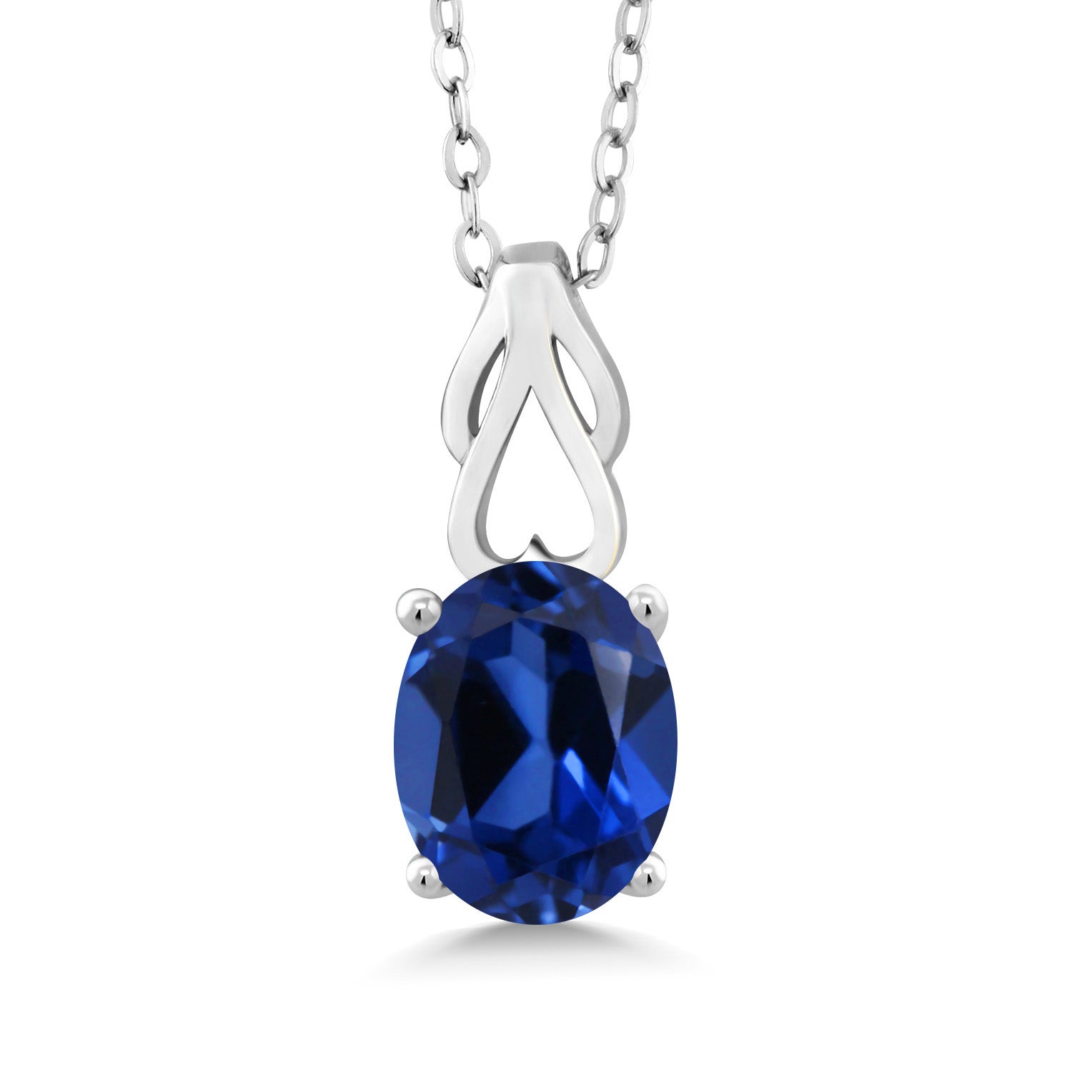 Created Sapphire - September_Pendant in 925 Sterling Silver
