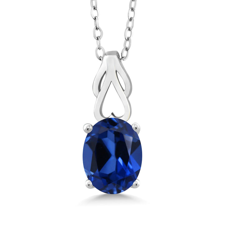 Created Sapphire - September_Pendant in 925 Sterling Silver