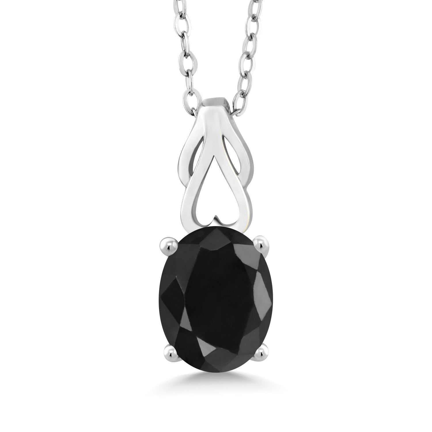 Black Sapphire - September_Pendant in 925 Sterling Silver