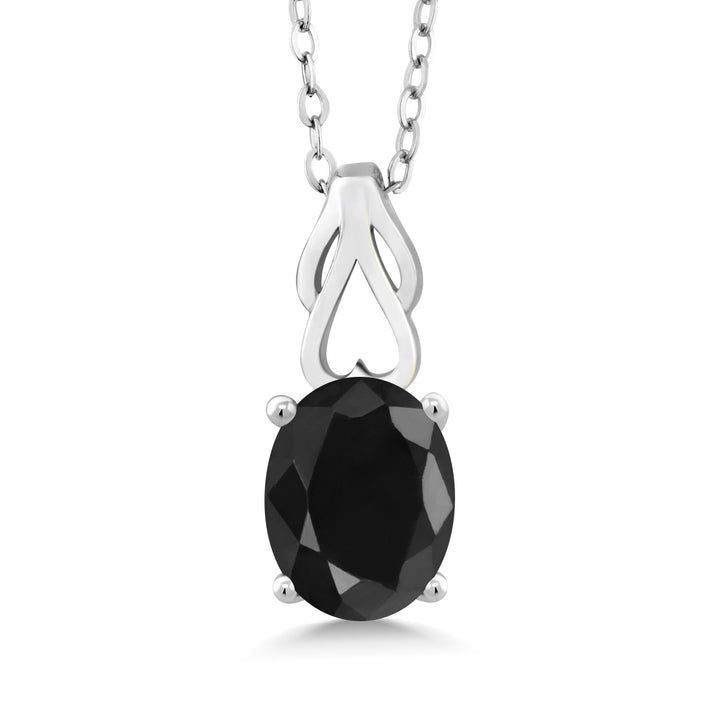 Black Sapphire - September_Pendant in 925 Sterling Silver