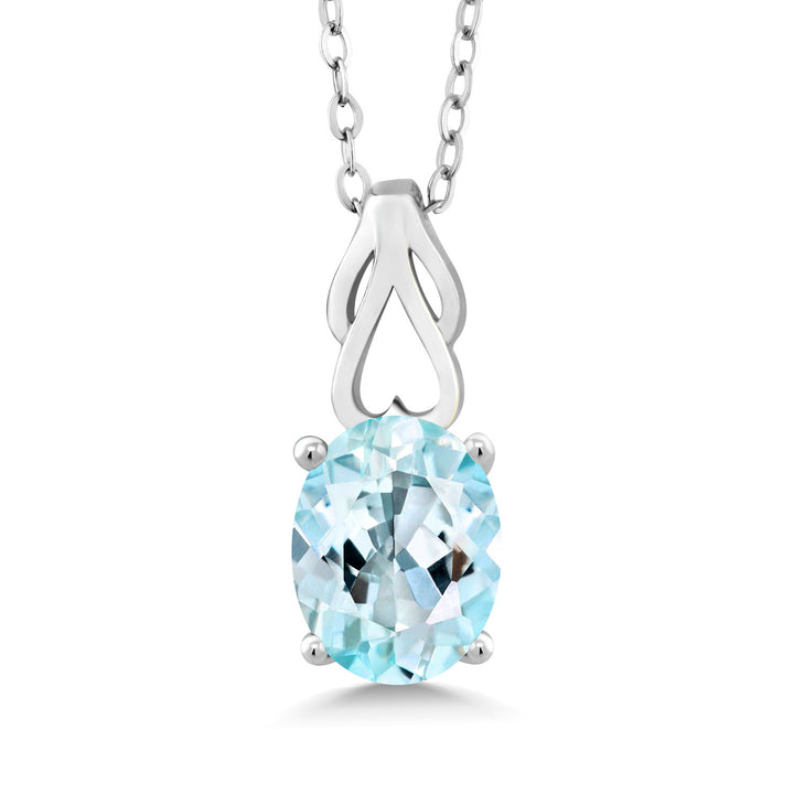 Sky Blue Topaz - November_Pendant in 925 Sterling Silver