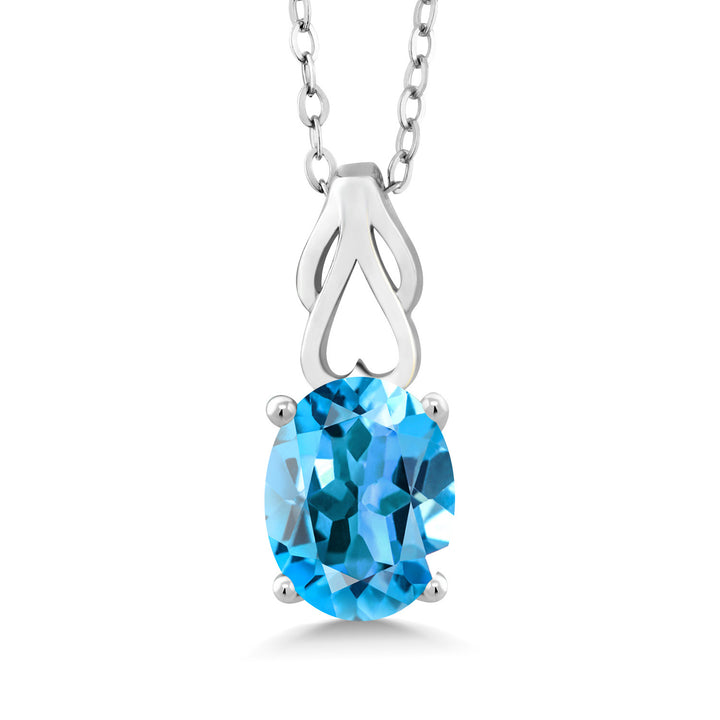 Swiss Blue Topaz - November_Pendant in 925 Sterling Silver