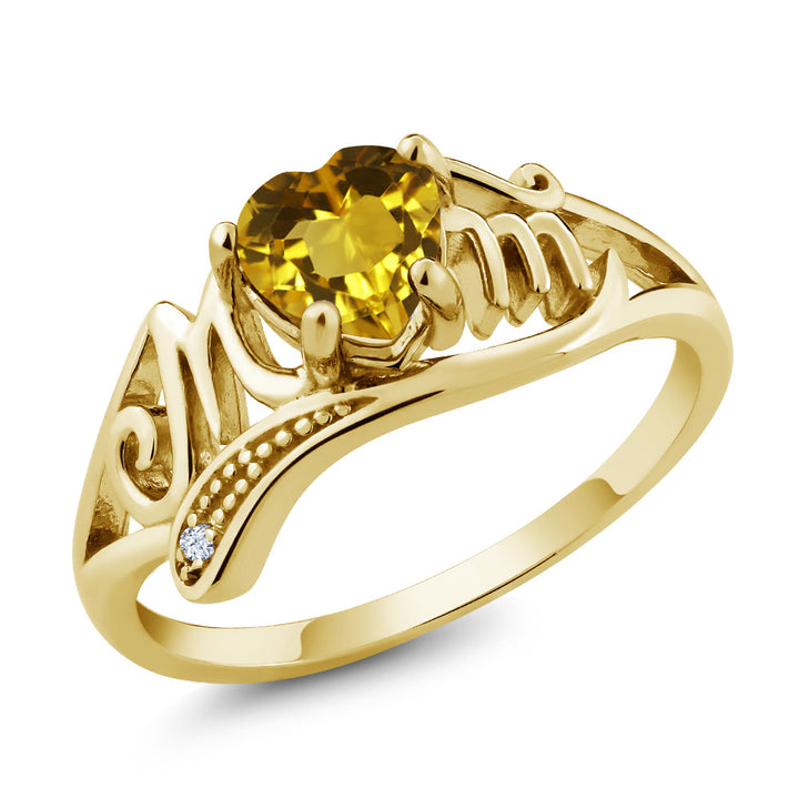 Citrine - White Topaz - November_5_Ring in 925 Yellow Gold Plated Silver