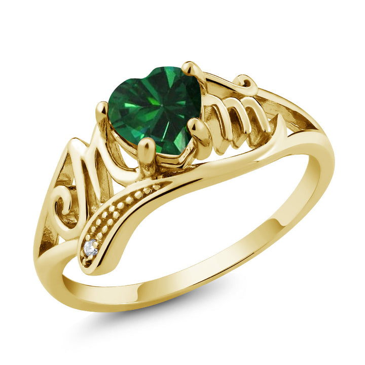 Nano Emerald - White Zirconia - May_5_Ring in 925 Yellow Gold Plated Silver