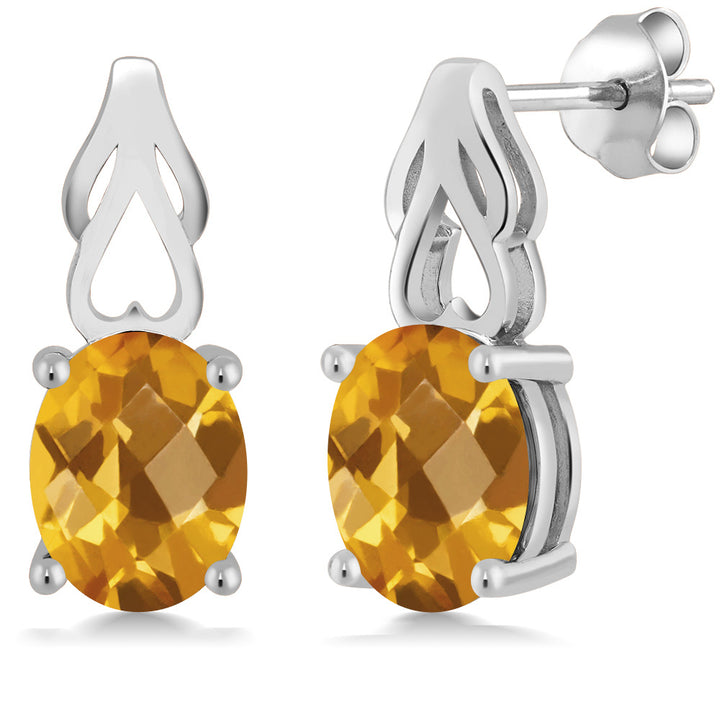 Citrine-Checkerboard - November_Earrings in 925 Sterling Silver