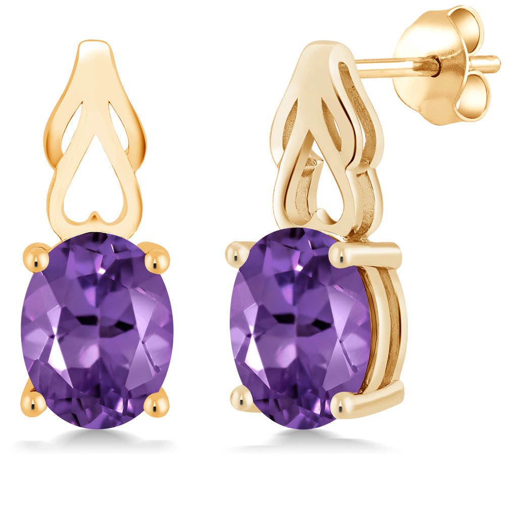 Amethyst - February_Earrings in 925 Yellow Gold Plated Silver