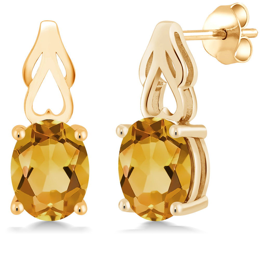 Citrine - November_Earrings in 925 Yellow Gold Plated Silver
