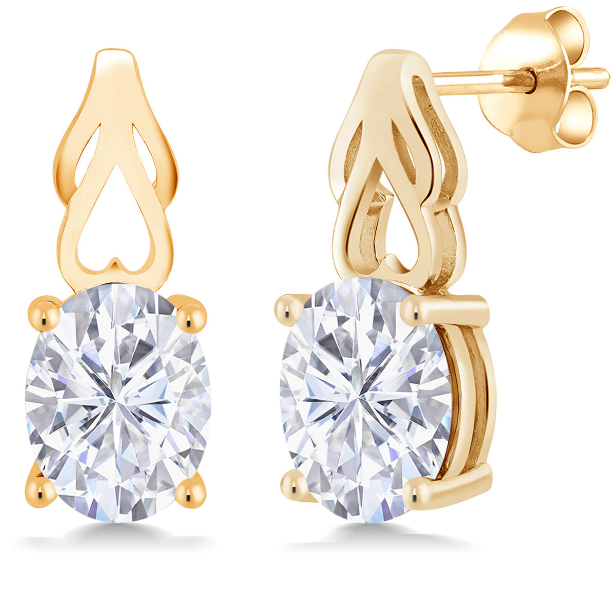 White Moissanite_Earrings in 925 Yellow Gold Plated Silver
