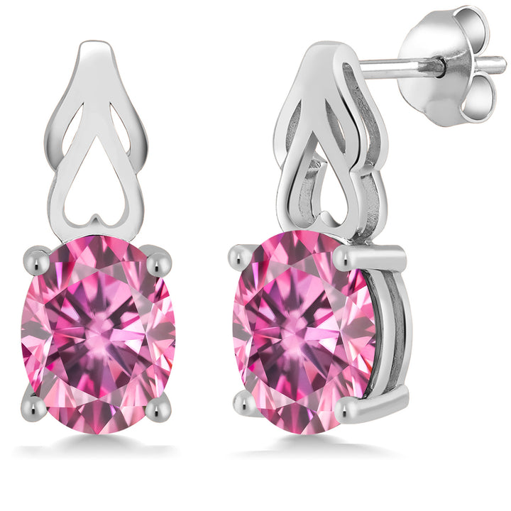 Pink Moissanite - April_Earrings in 925 Sterling Silver