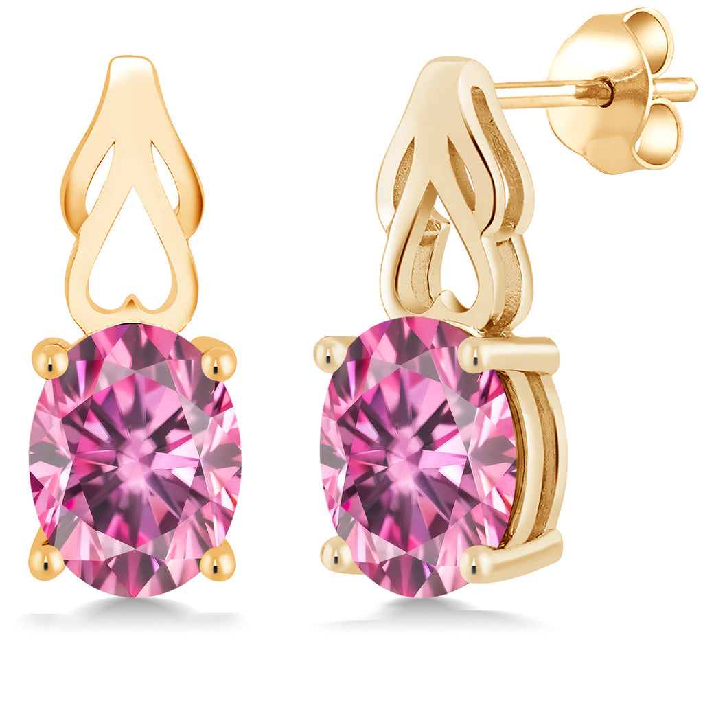 Pink Moissanite - April_Earrings in 925 Yellow Gold Plated Silver