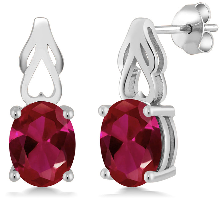 Created Ruby - July_Earrings in 925 Sterling Silver