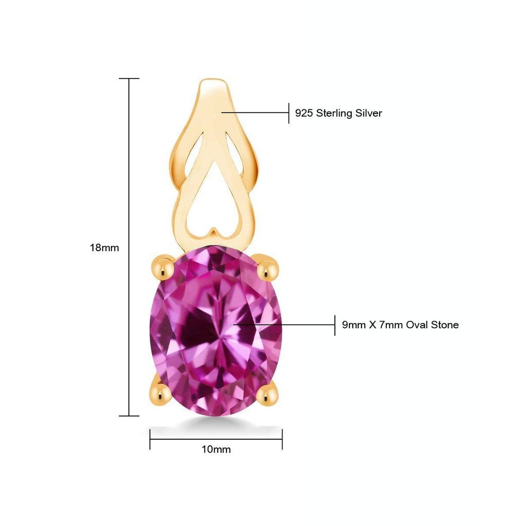 Pink Created Sapphire_Earrings in 925 Yellow Gold Plated Silver