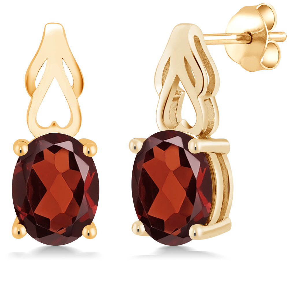 Garnet - January_Earrings in 925 Yellow Gold Plated Silver