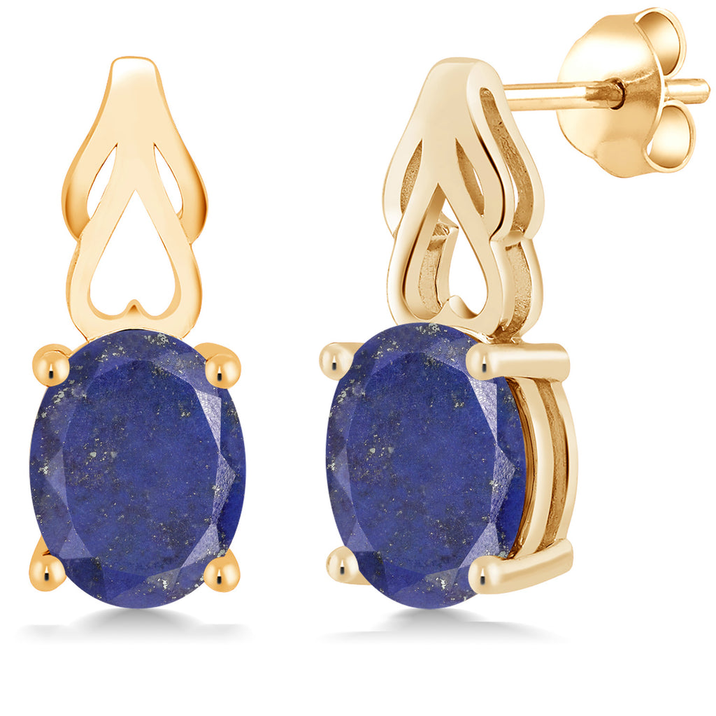 Lapis_Earrings in 925 Yellow Gold Plated Silver