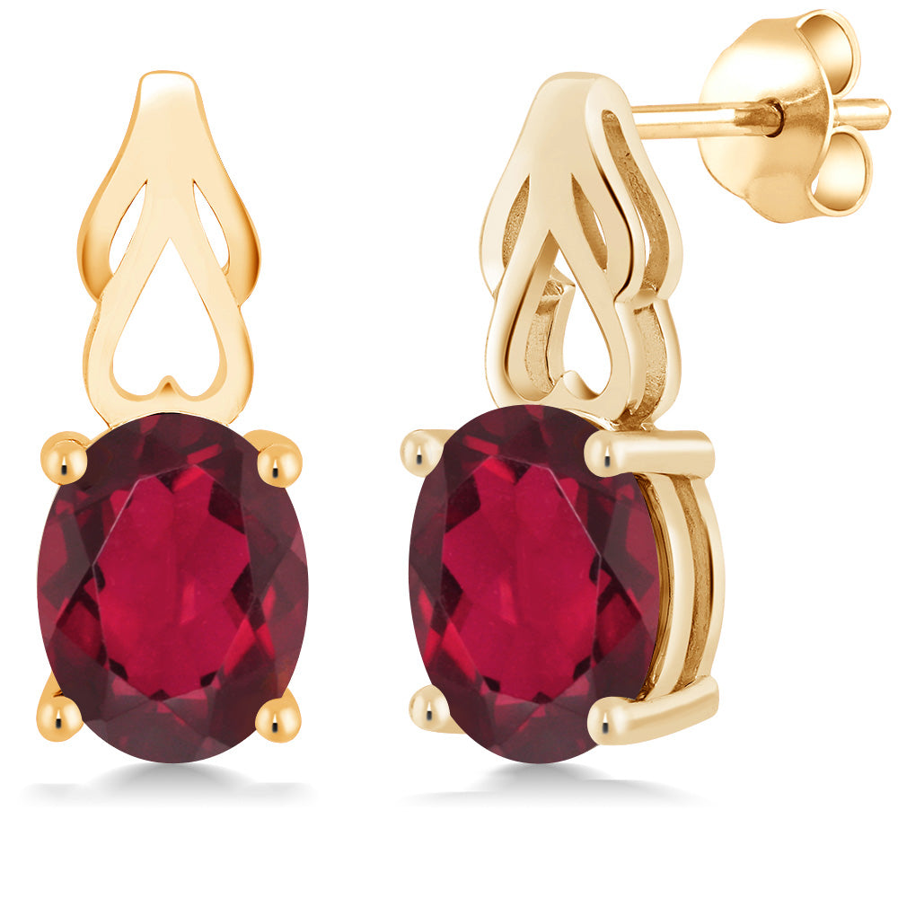 Ruby Red Mystic Quartz_Earrings in 925 Yellow Gold Plated Silver