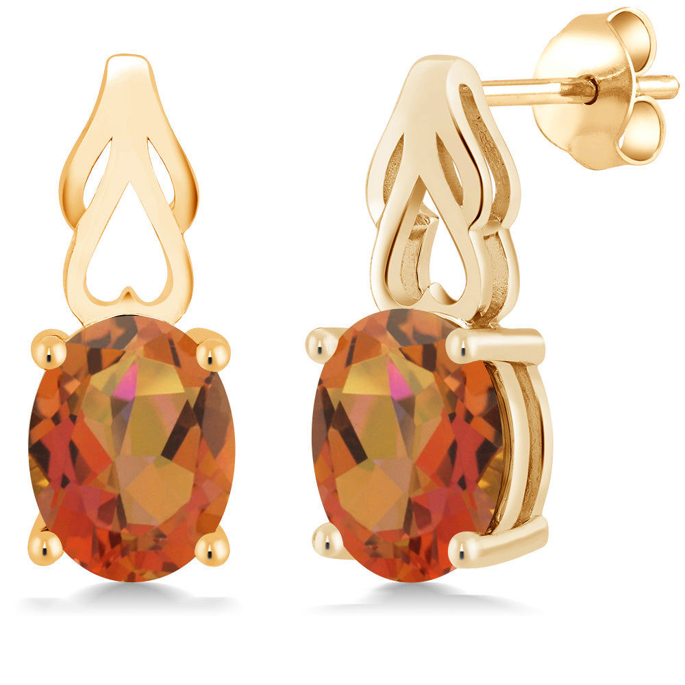 Twilight Orange Mystic Quartz_Earrings in 925 Yellow Gold Plated Silver