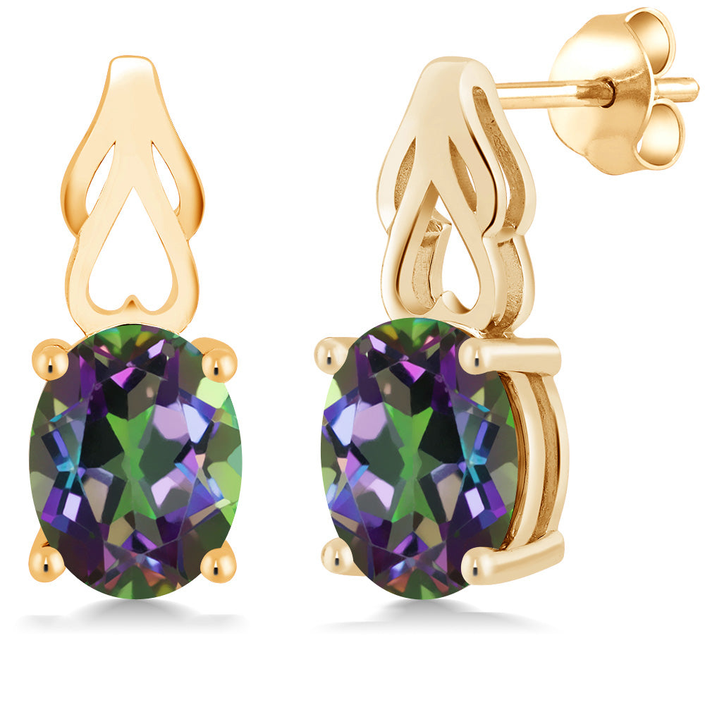 Mystic Topaz_Earrings in 925 Yellow Gold Plated Silver