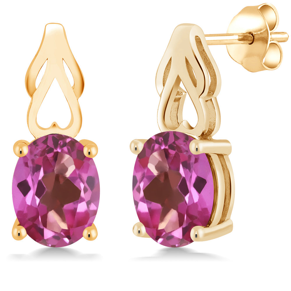 Pink Mystic Topaz_Earrings in 925 Yellow Gold Plated Silver