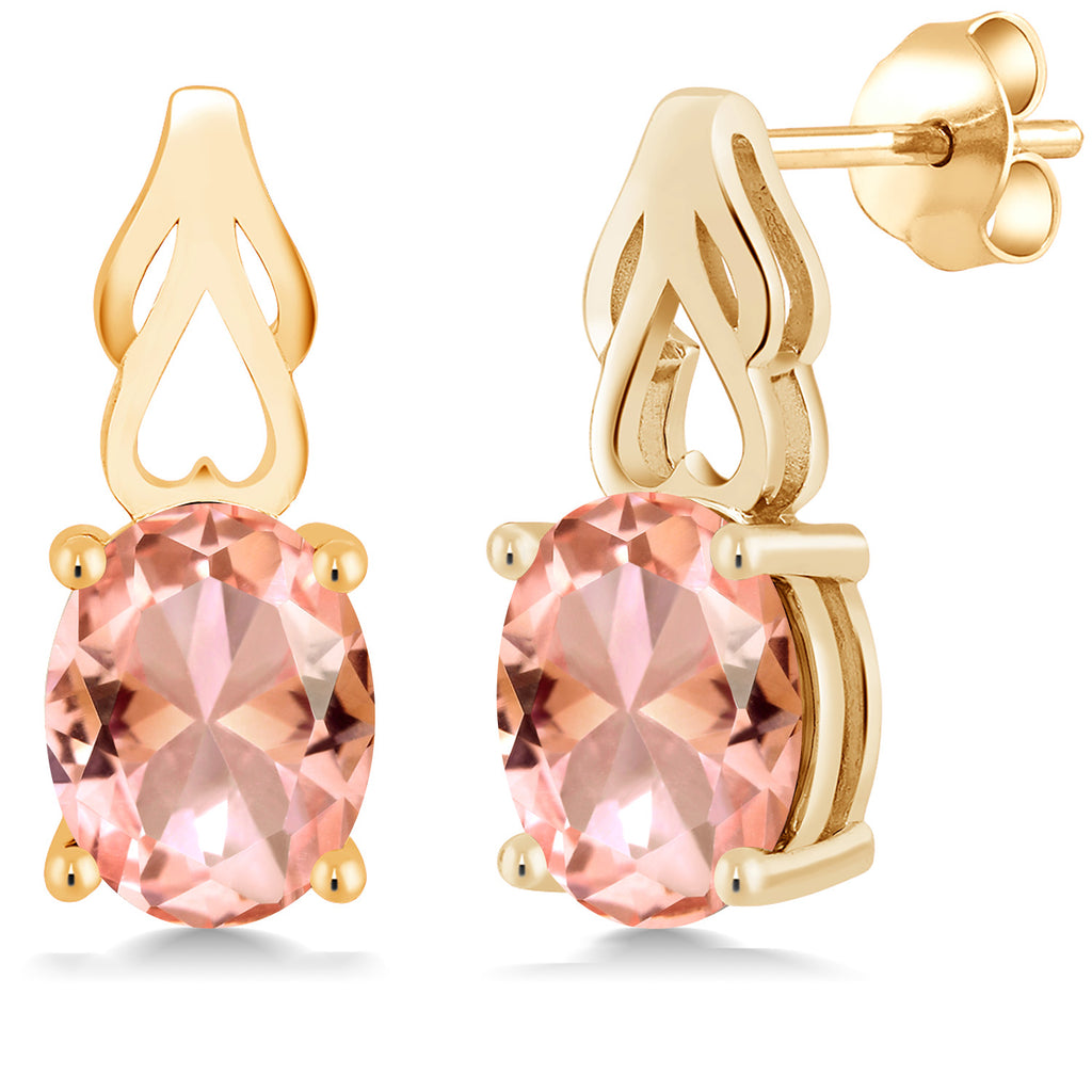 Nano Morganite - October_Earrings in 925 Yellow Gold Plated Silver