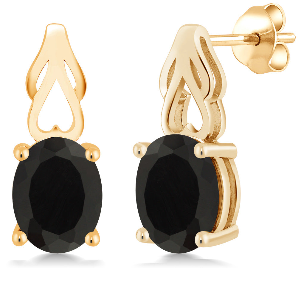 Onyx - December_Earrings in 925 Yellow Gold Plated Silver