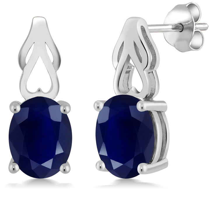 Blue Sapphire - September_Earrings in 925 Sterling Silver