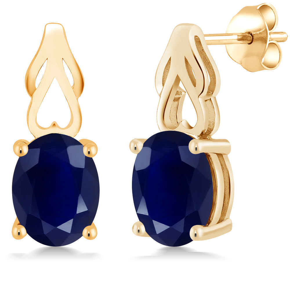 Blue Sapphire - September_Earrings in 925 Yellow Gold Plated Silver