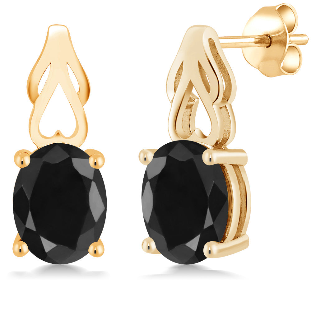 Black Sapphire - September_Earrings in 925 Yellow Gold Plated Silver