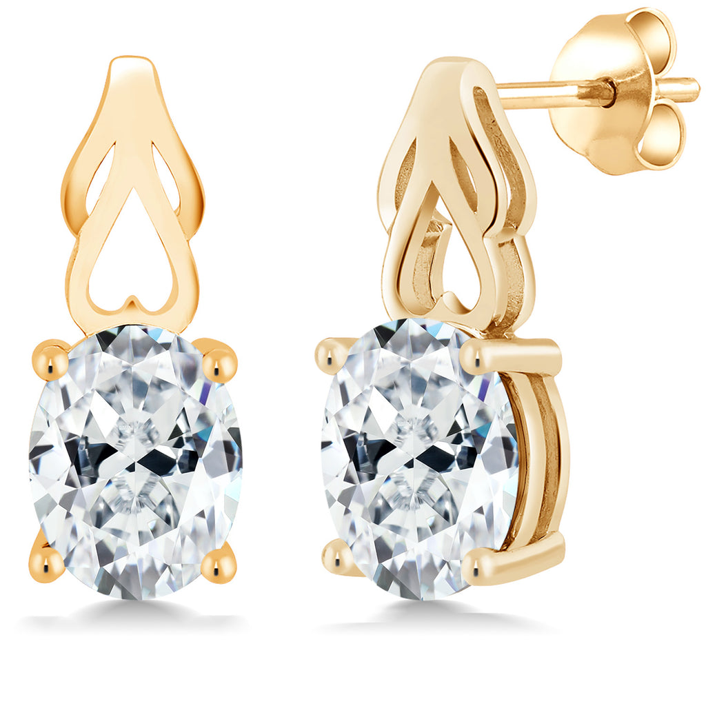 White Zirconia_Earrings in 925 Yellow Gold Plated Silver