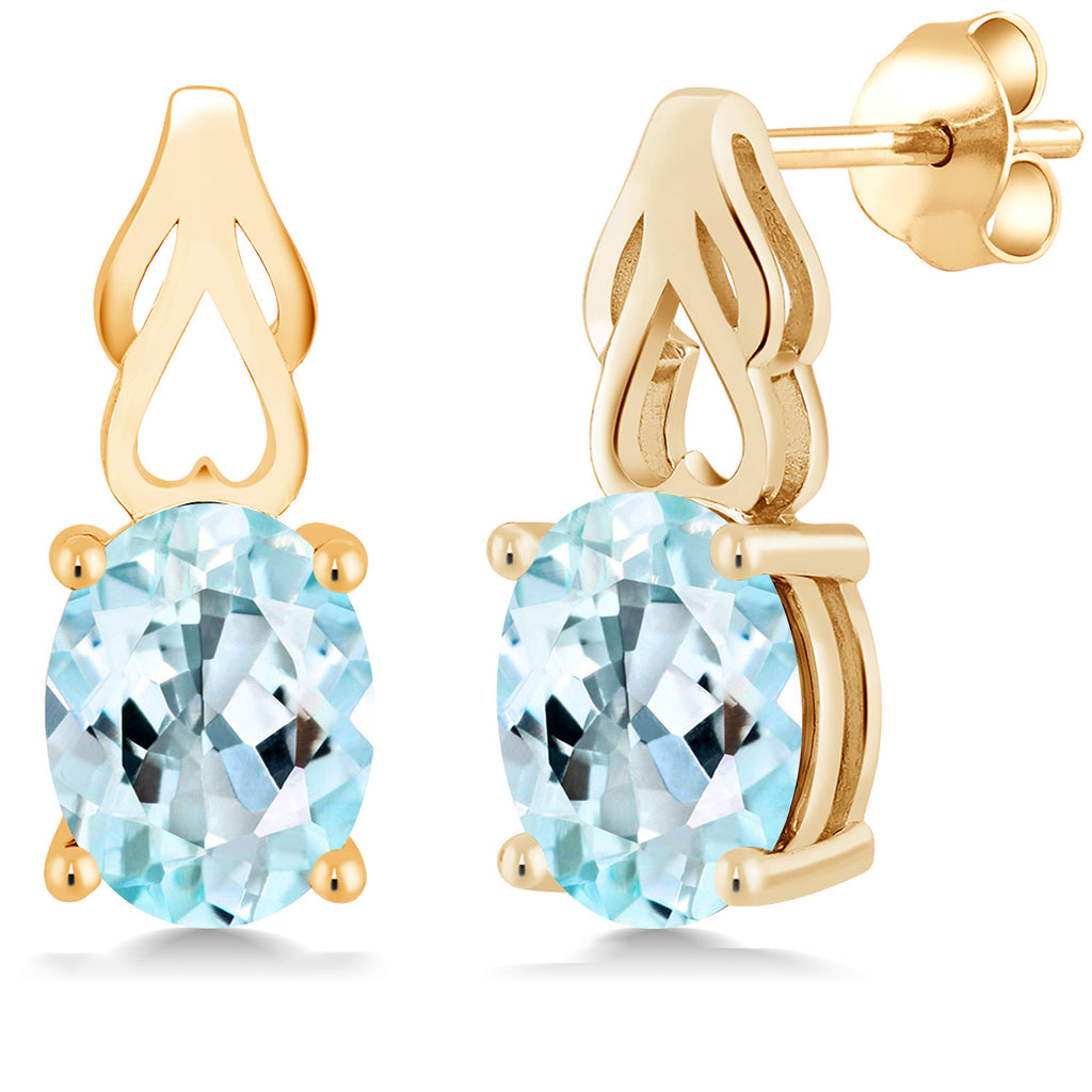 Sky Blue Topaz - November_Earrings in 925 Yellow Gold Plated Silver