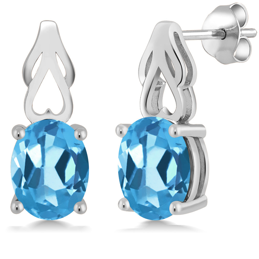 Swiss Blue Topaz - November_Earrings in 925 Sterling Silver