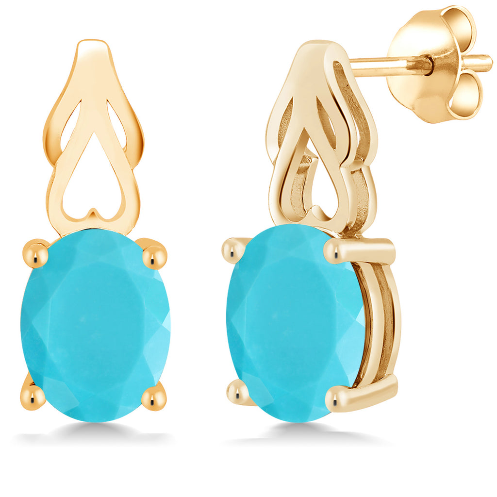 Turquoise_Earrings in 925 Yellow Gold Plated Silver